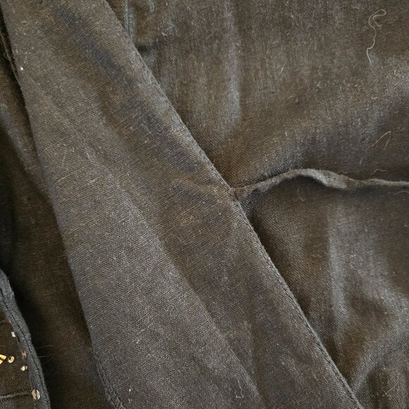 Versailles Black Linen Jacket with Beads and Mother of Pearl, Sz 14 - Picture 11 of 11